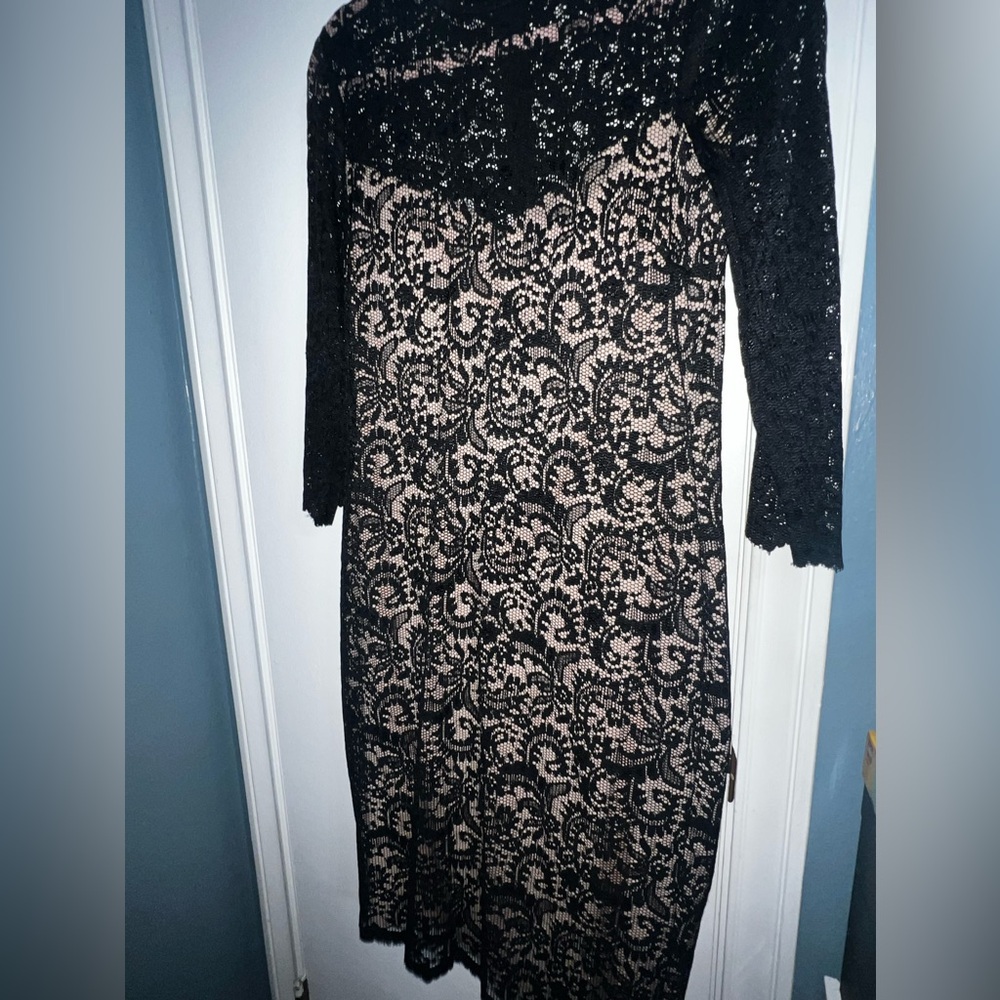 Bisou Bisou Black lace long sleeve dress size 12